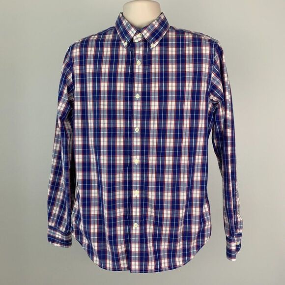 Banana Republic sz M Soft Wash Shirt Button Front Long Sleeve Plaid Blue - Picture 1 of 7